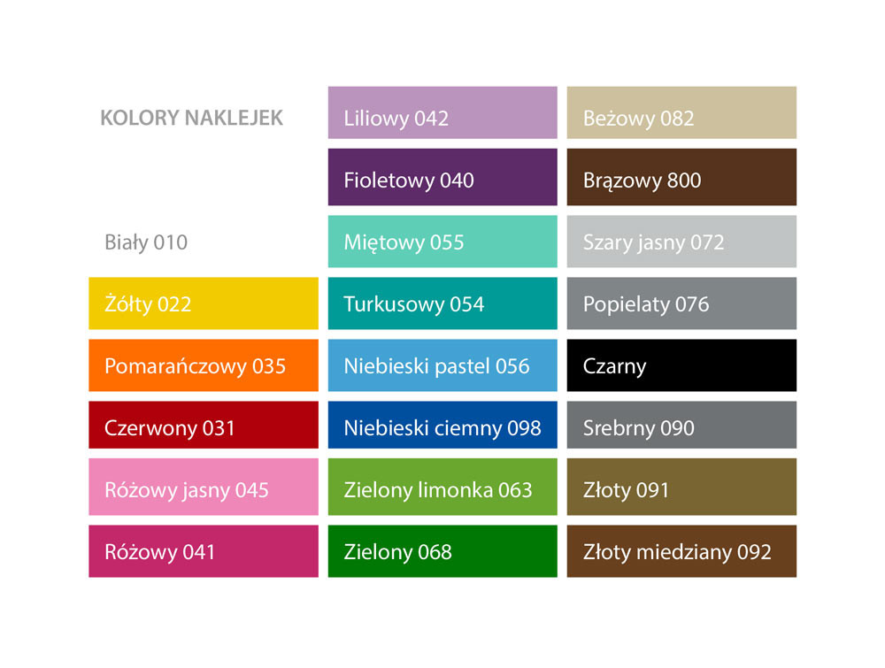 kolory naklejek wzornik oracal